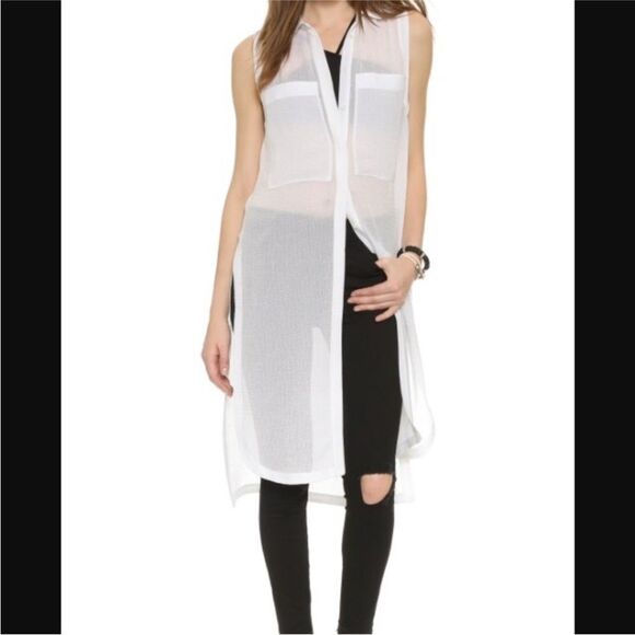 Helmut Lang Swift Sleeveless Tunic – Optic White Button-Down, Size S - Picture 2 of 11